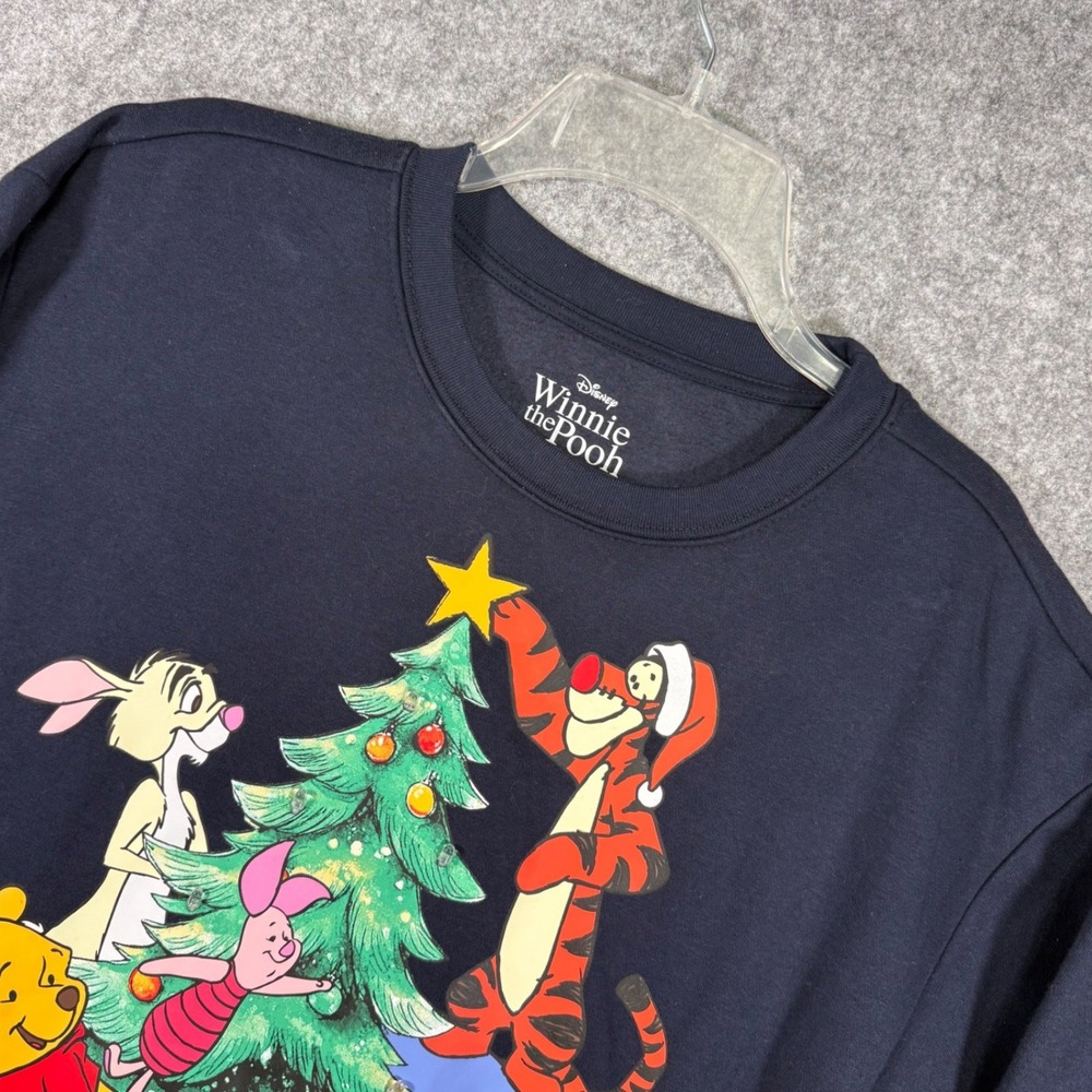 Disney Winnie the Pooh Sweatshirt Women XS Navy Light Up Christmas Tree Tigger